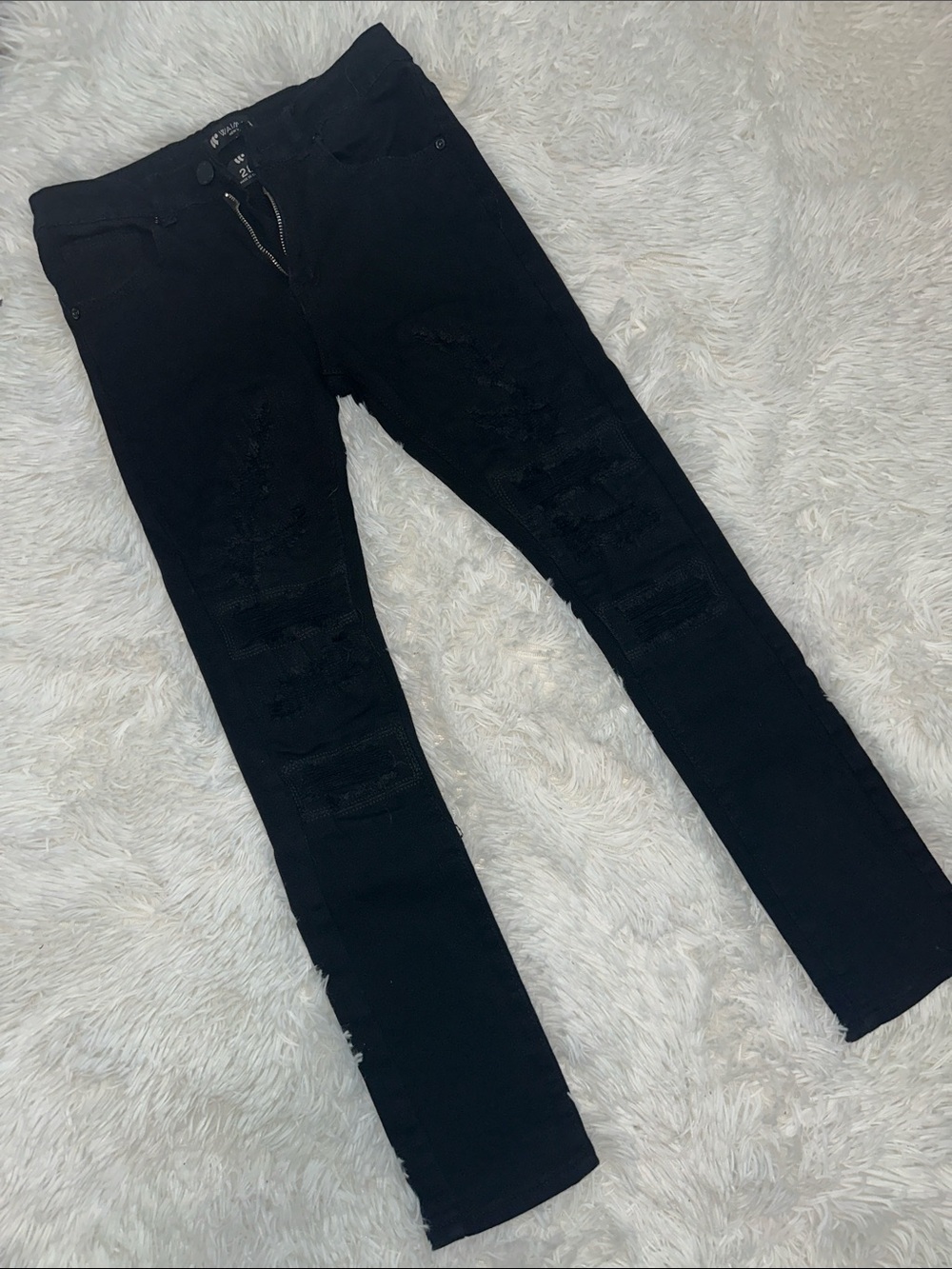 Slim Straight Black Men's Distressed Jeans